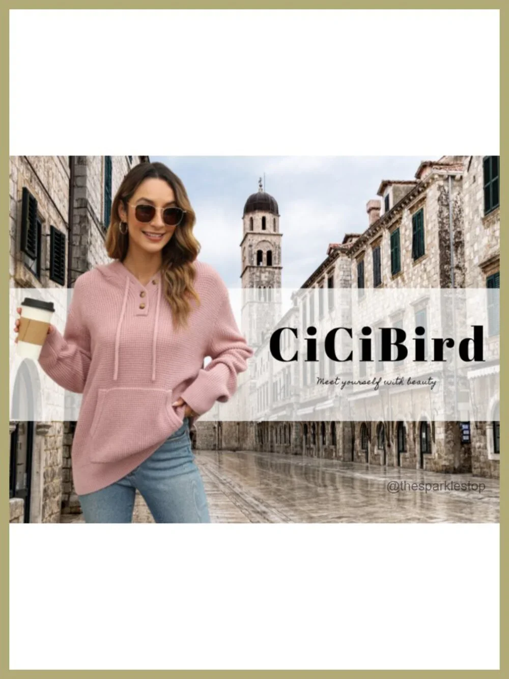 Waffle Knit Pullover Sweater Hoodie with Kangaroo Pocket Long Sleeve